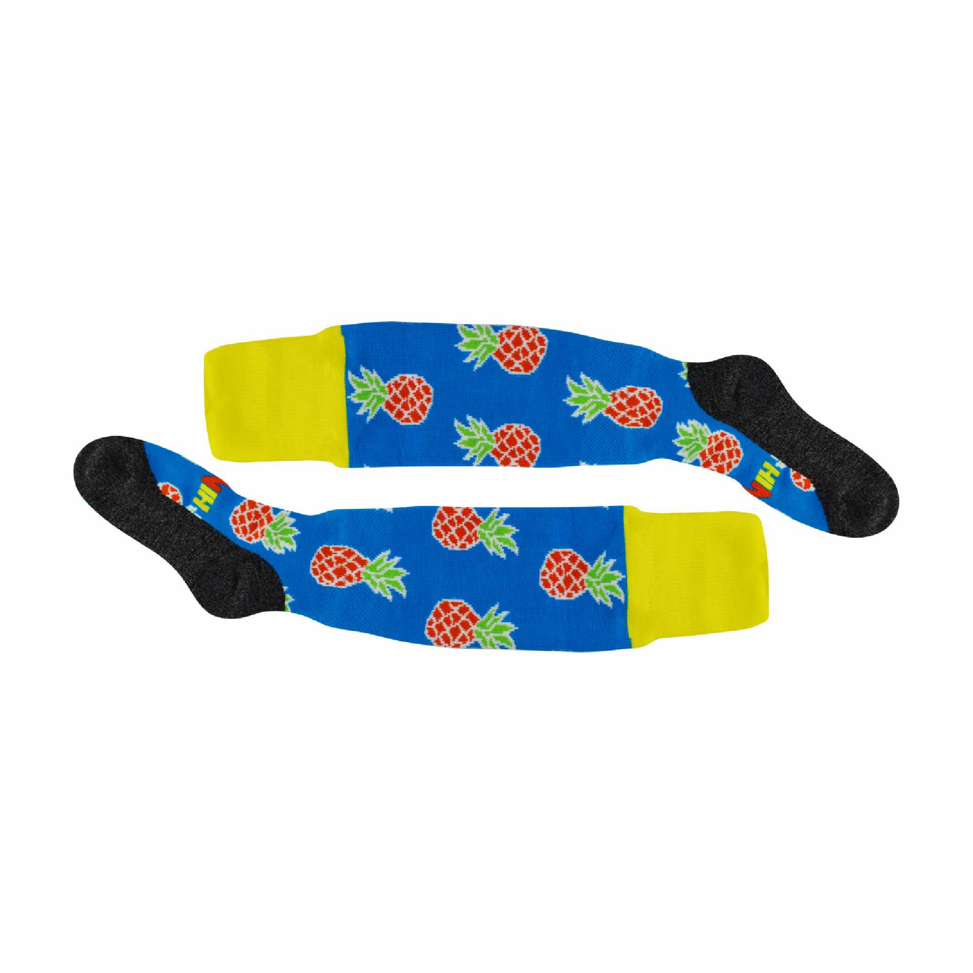 1 Pack Adults & Kids Knee High Fun Patterned Hockey Socks - Blue Pineapples