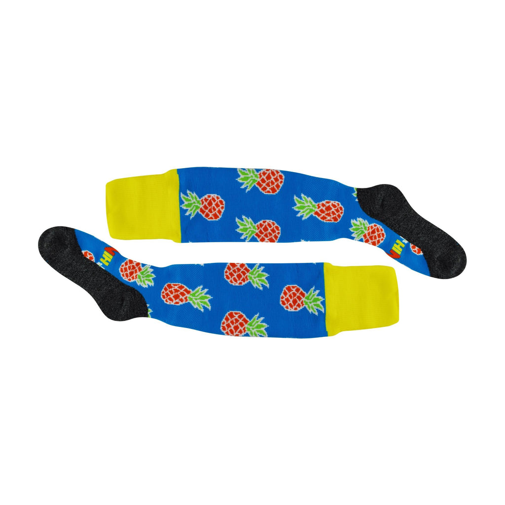 1 Pack Adults & Kids Knee High Fun Patterned Hockey Socks - Blue Pineapples