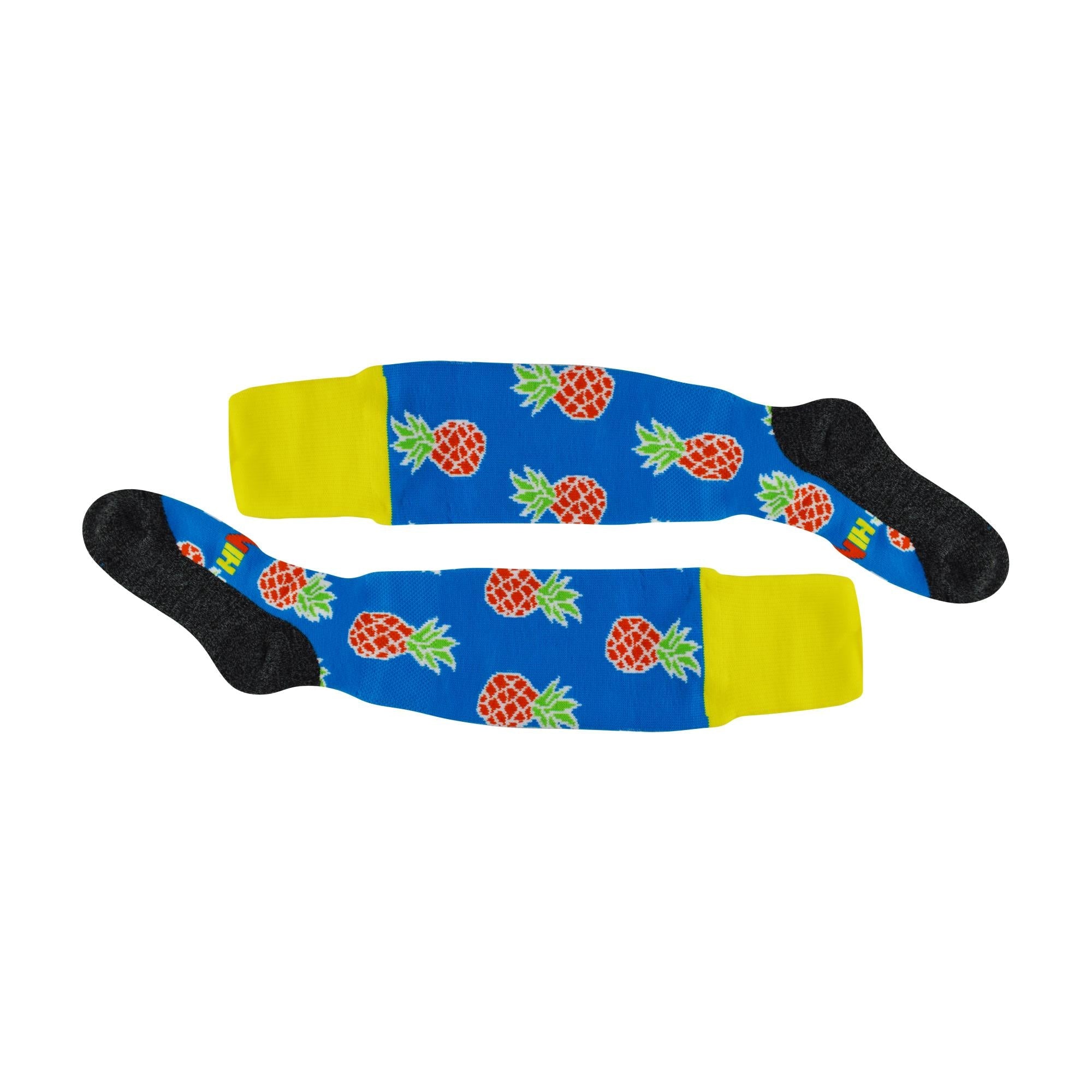 1 Pack Adults & Kids Knee High Fun Patterned Hockey Socks - Blue Pineapples