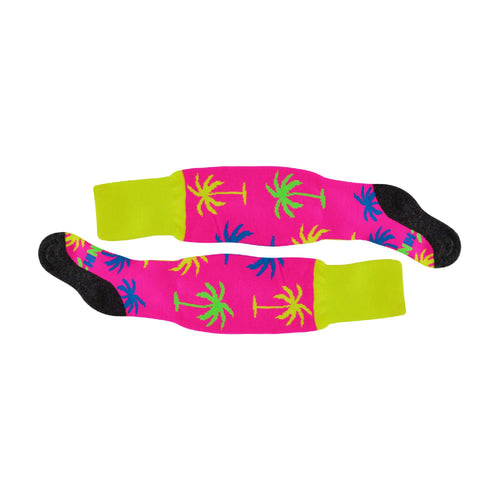 1 Pack Adults & Kids Knee High Fun Patterned Hockey Socks - Pink Palm Tree