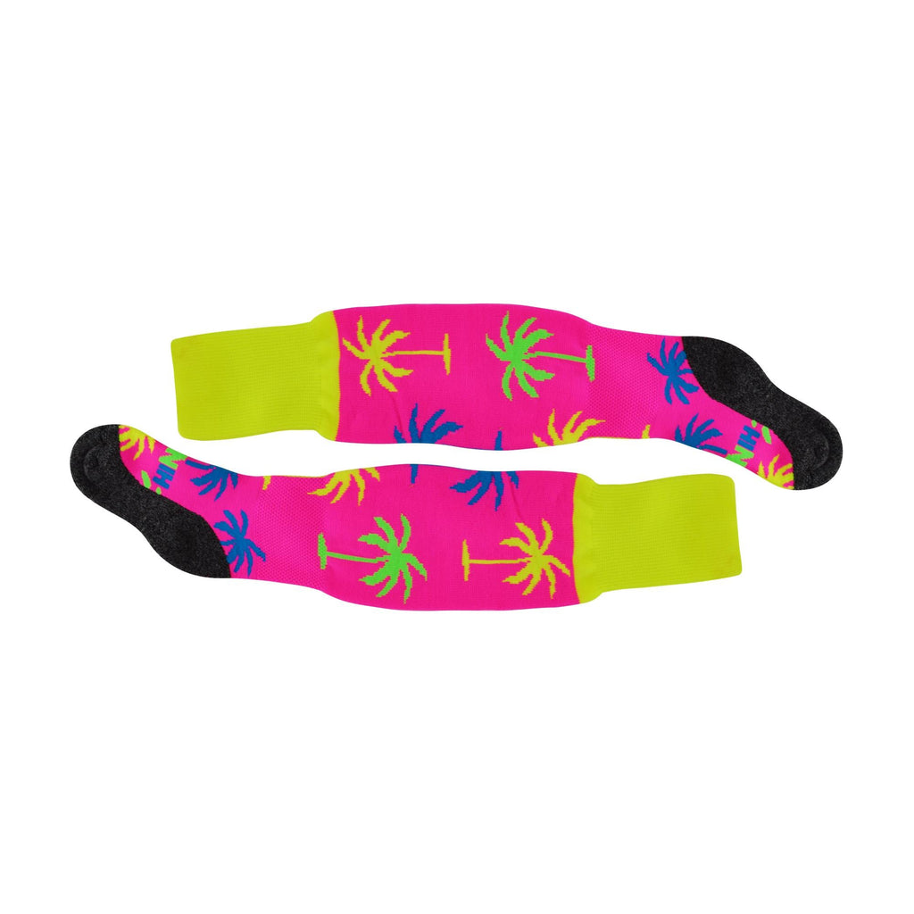 1 Pack Adults & Kids Knee High Fun Patterned Hockey Socks - Pink Palm Tree