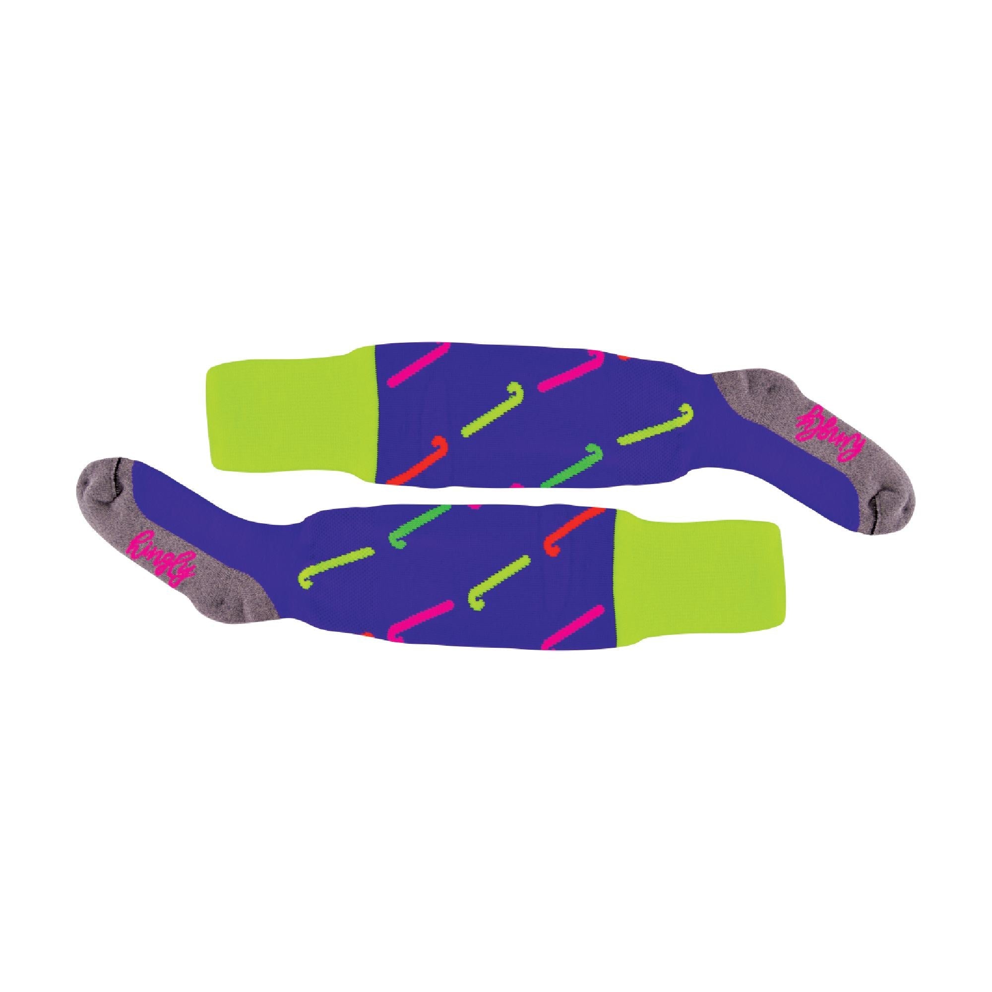 1 Pack Adults & Kids Knee High Hockey Socks with Hockey Stick Designs