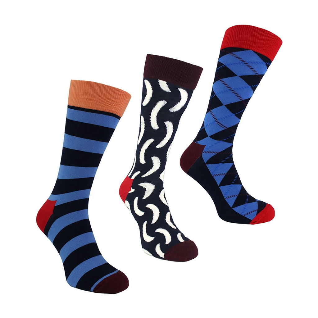 Pack of 3 Classic Argyle Patterned Mens Dress Socks | Colorful Argyle Socks