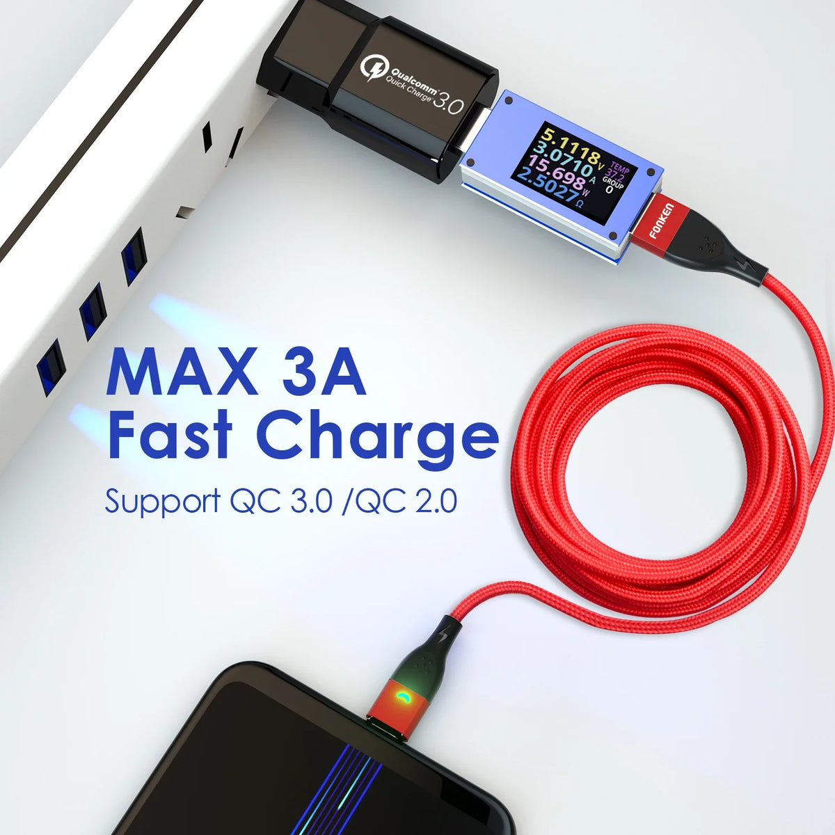FONKEN Magnetic Charging Cable USB Type C Magnetic Phone Charger Cable For realme gt6 Magnet Cable Micro USB Android Charge Cord
