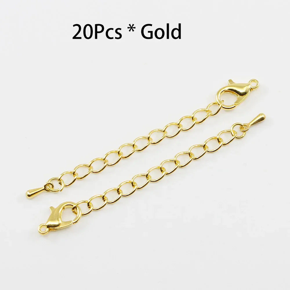 10pcs/lot 50 70mm Tone Extended Extension Tail Chain Lobster Clasps Connector For DIY Bracelet Necklace Jewelry Making Findings