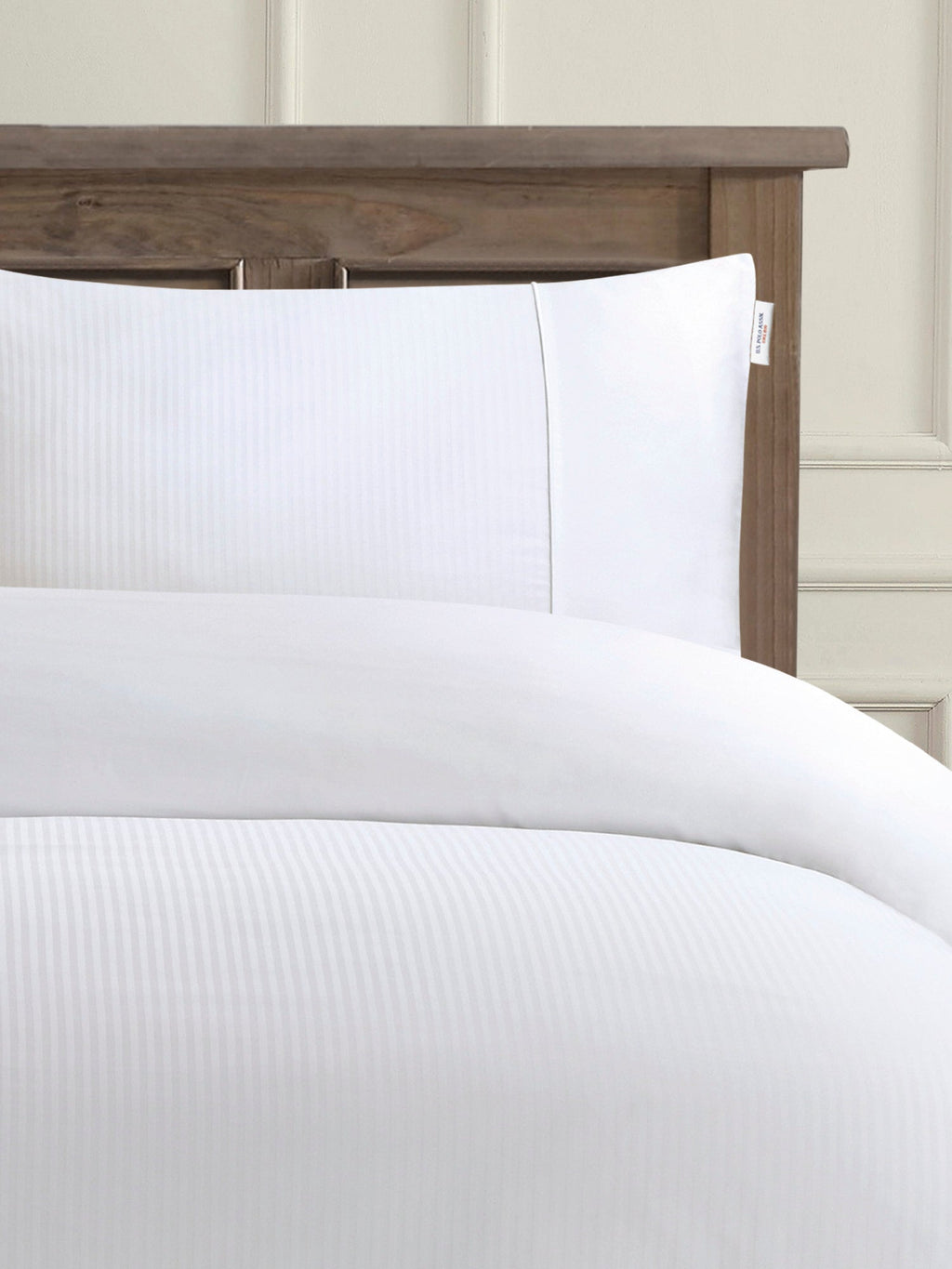 Pure Cotton Dobby Stripe Duvet Set Bright White