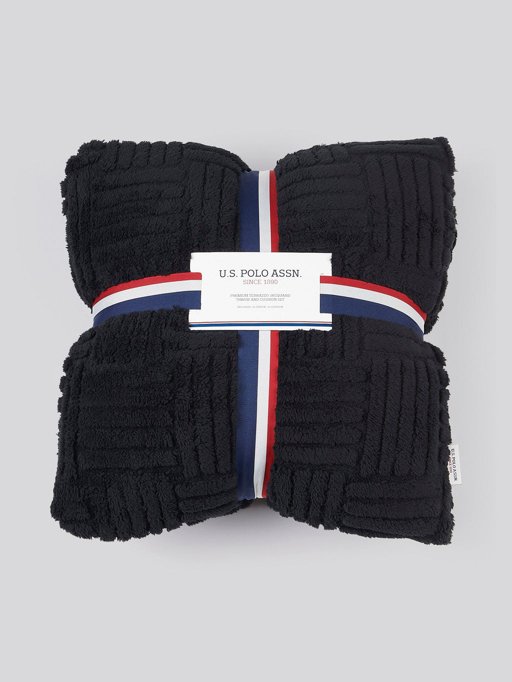 Premium Terrazzo Jacquard Throw & Cushion Set in Jet Black