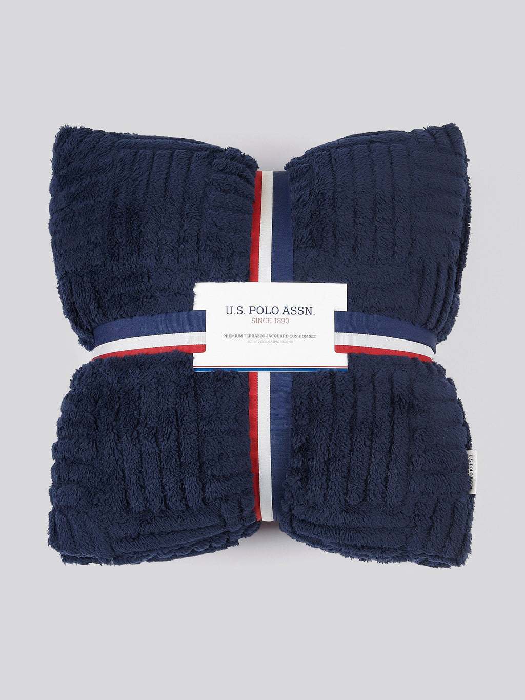 Premium Terrazzo Jacquard 2-Cushion Set in Navy Iris