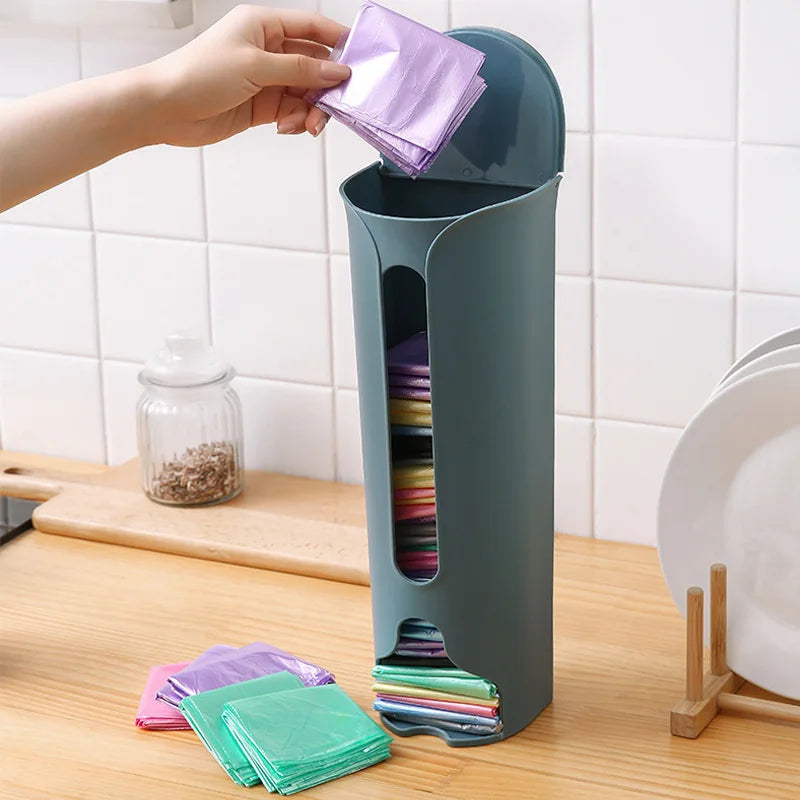 Kitchen Plastic Bag Holder Organizer Wall Hanging Garbage Bag Storage Box Bathroom Trash Bag Bucket Dispenser Kitchen Accessory