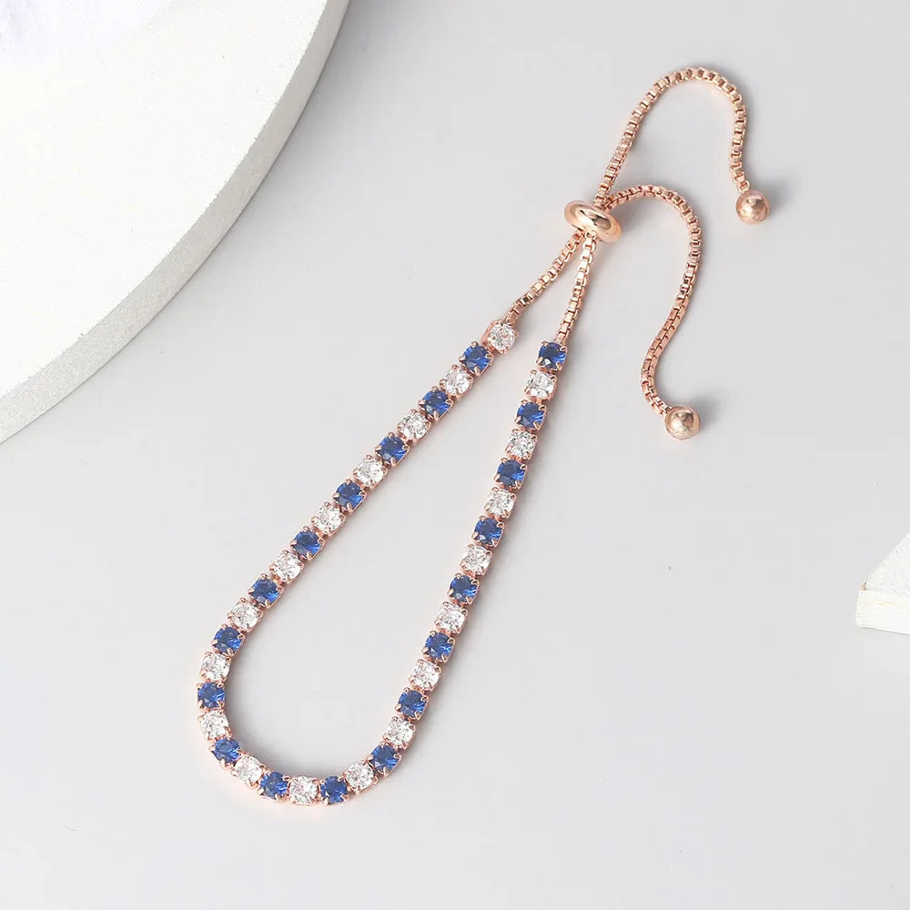 Adjustable Multicolor Tennis Bracelets for Women Ladies Wedding Rainbow Colorful Zircon Charm Bracelet Hand Chain Jewelry DZH043