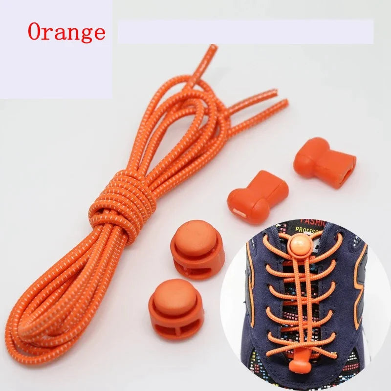 1 Pair 22 Colors Elastic Shoelaces Round Locking No Tie Shoe Laces Kids Adult Quick Lazy Laces Rubber Sneakers Shoelace T1