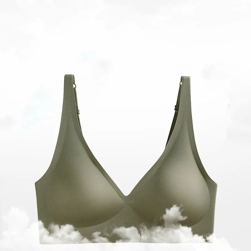 Sexy Seamless Bras For Women Wire Free Push Up Brassiere V Neck Bralette Women's Glossy Soft Underwear Female Lingerie Intimates