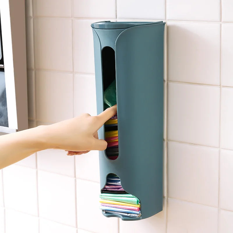 Kitchen Plastic Bag Holder Organizer Wall Hanging Garbage Bag Storage Box Bathroom Trash Bag Bucket Dispenser Kitchen Accessory