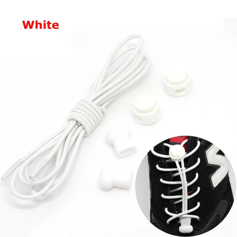 1 Pair 22 Colors Elastic Shoelaces Round Locking No Tie Shoe Laces Kids Adult Quick Lazy Laces Rubber Sneakers Shoelace T1
