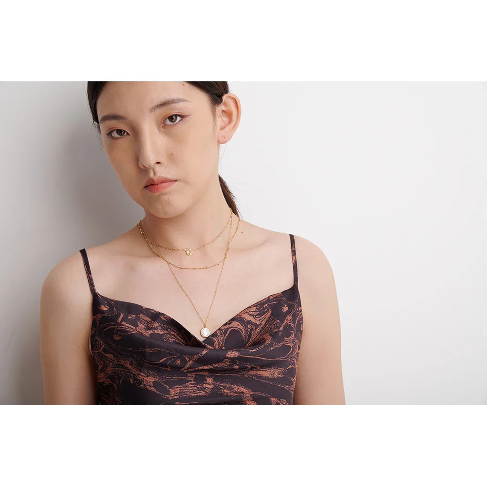 Yhpup Bohemian Round Pendant Stainless Steel Necklace Chain Exquisite Metal Texture Collar Women Necklace бижутерия Office Gift