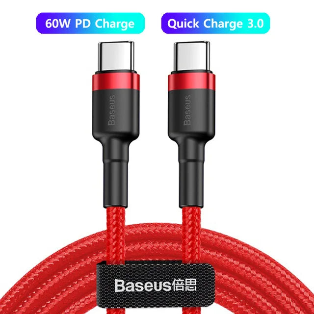 Baseus 100W USB C To USB Type C Cable PD Fast Charging Charger Cord 5A USB-C USBC TypeC Cable 2m For MacBook Samsung Xiaomi POCO