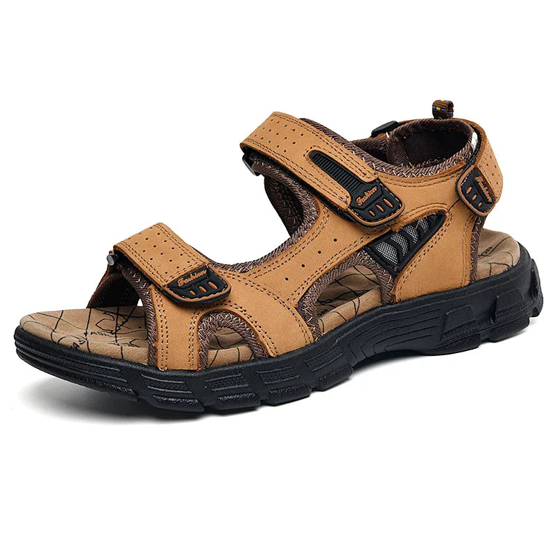 Brand Classic Mens Sandals Summer Genuine Leather Sandals Men Outdoor Casual Lightweight Sandal Fashion Men Sneakers Size 38-46