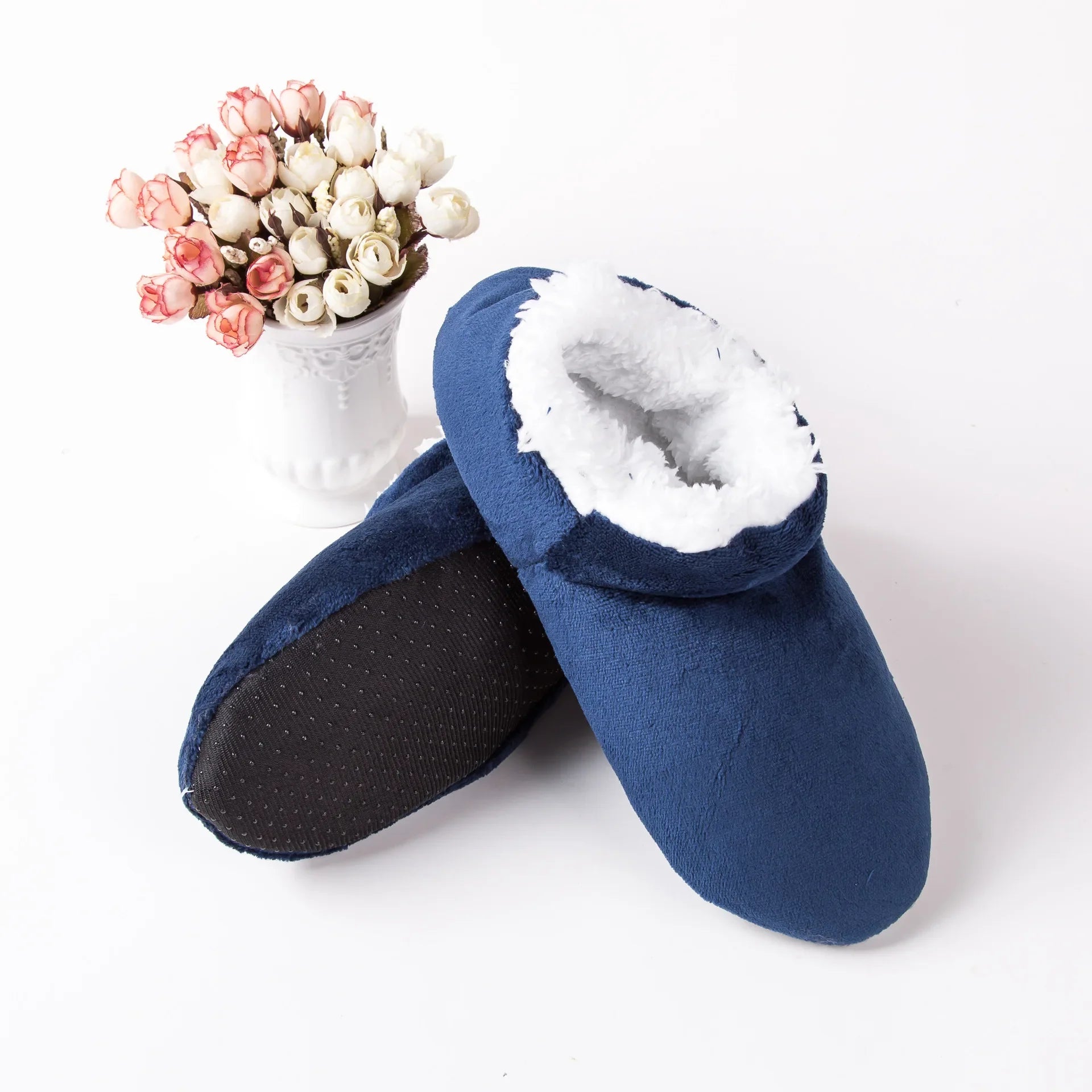 Mens House Slippers Fluffy Home Winter Warm Plus Size Non Slip Plush Soft Comfy Male Casual Indoor Floor Shoes Lazy Flat Fuzzy
