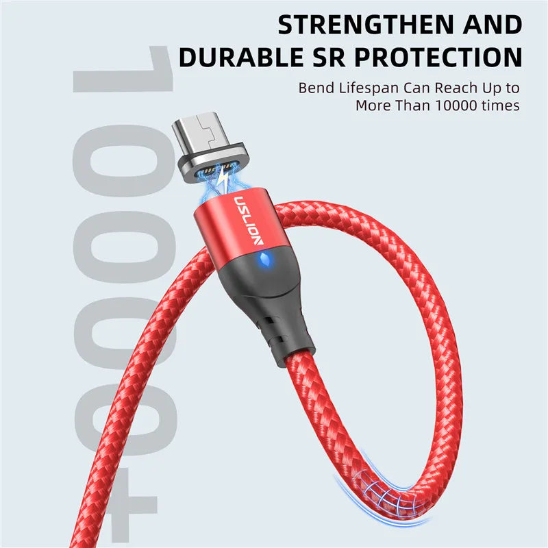 USLION Magnetic Charger Cable USB Micro Type C Cable Fast Charging For iphone 12 Magnet Data Charge Wire Phone Adapter Cord