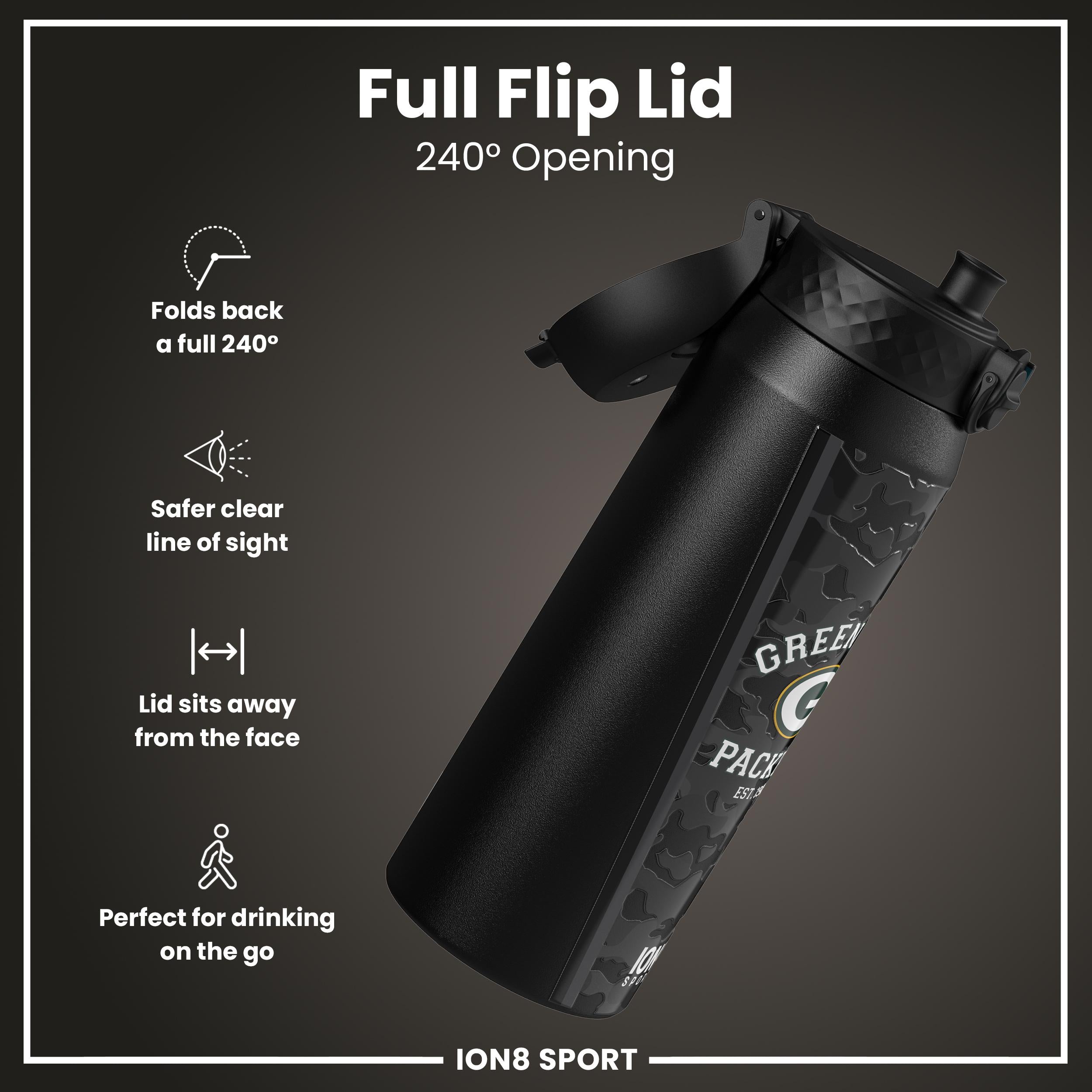 NFL x ION8 Insulated Steel Water Bottle, NFL Packers, 750ml (24oz)