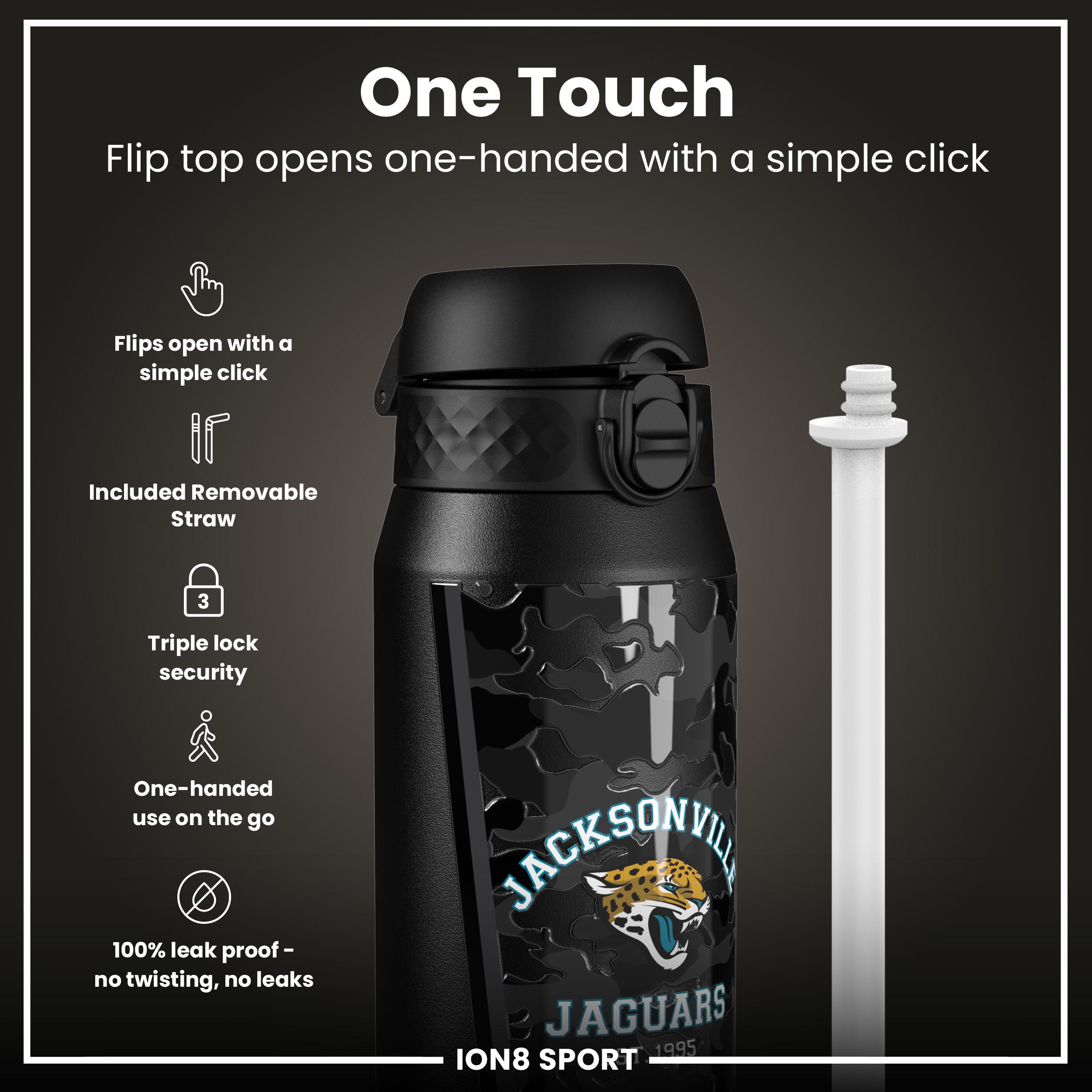 NFL x ION8 Insulated Steel Water Bottle, NFL Jaguars, 750ml (24oz)