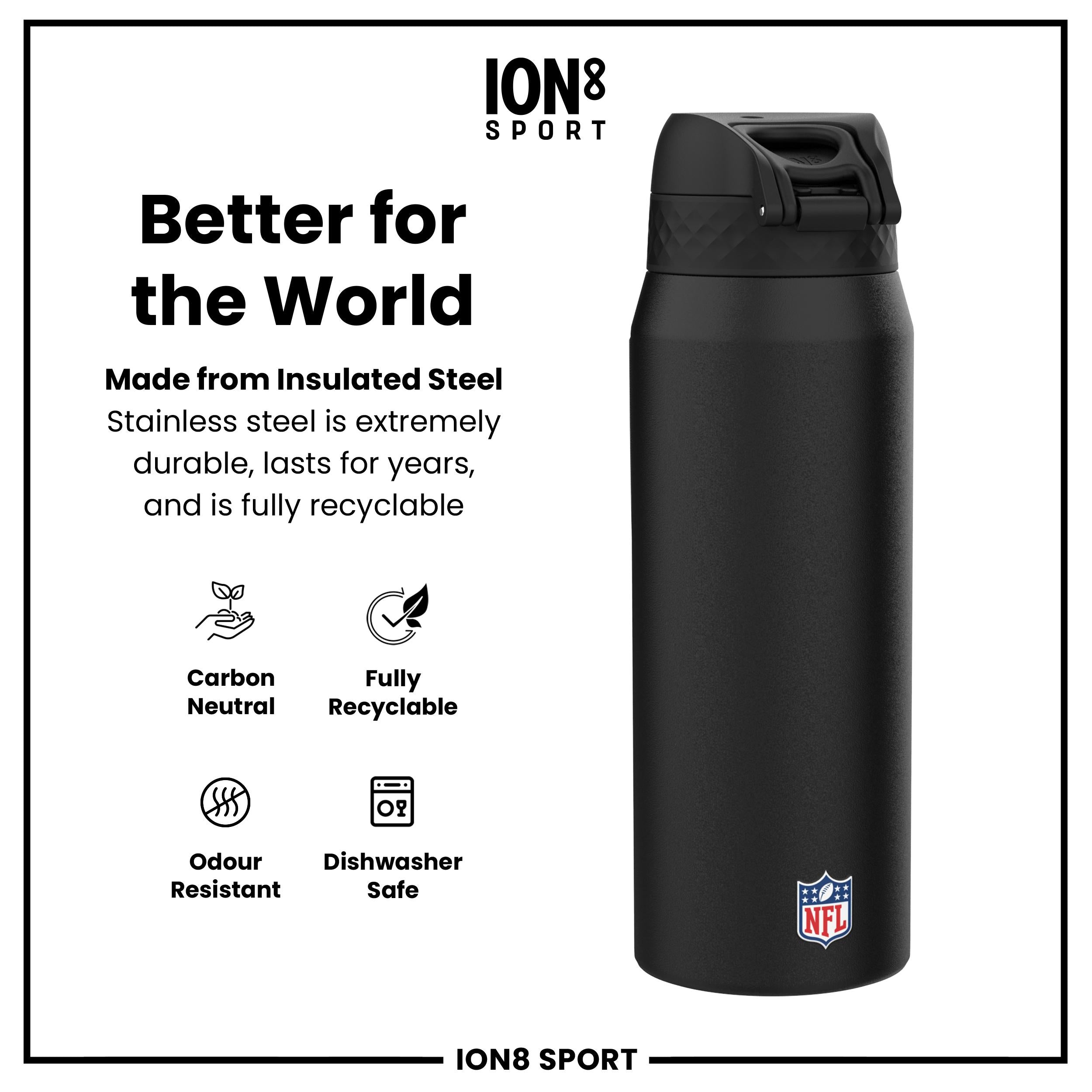 NFL x ION8 Insulated Steel Water Bottle, NFL Titans, 750ml (24oz)