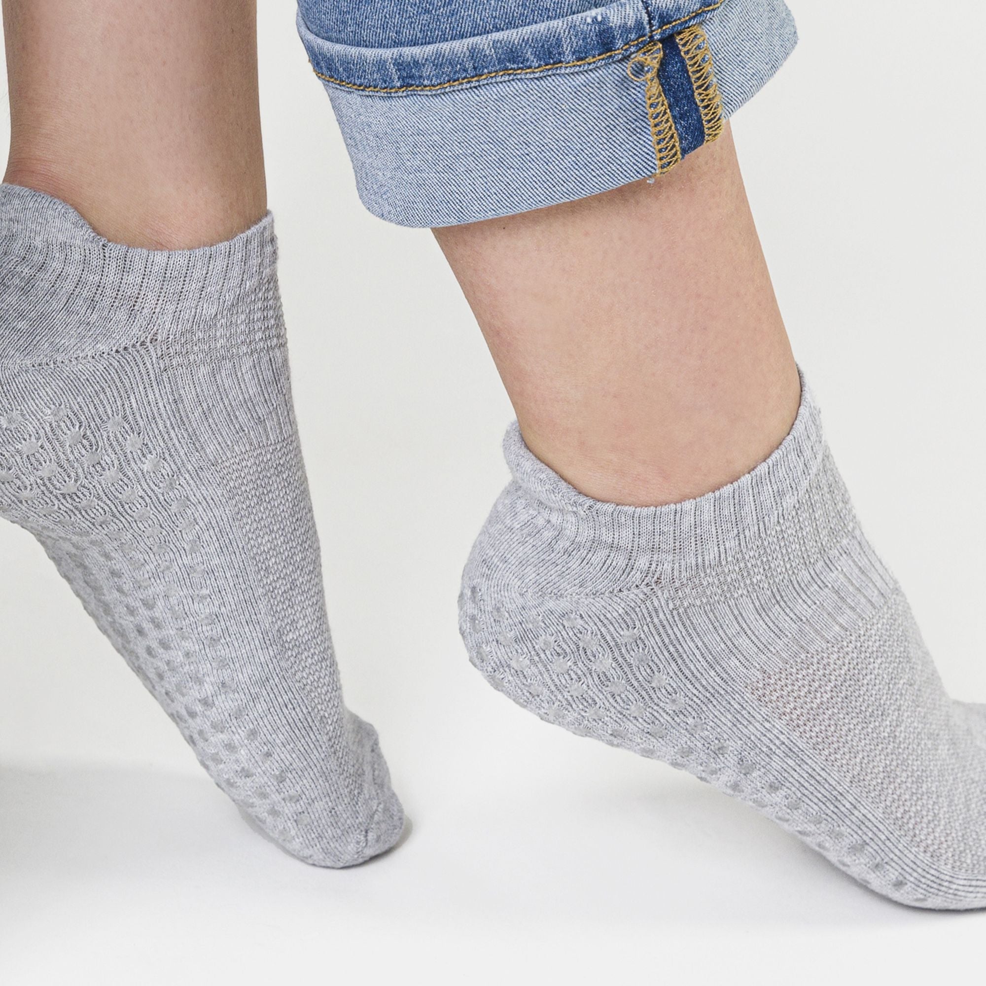 Ladies Invisible Cotton Socks with Grips for Yoga & Pilates