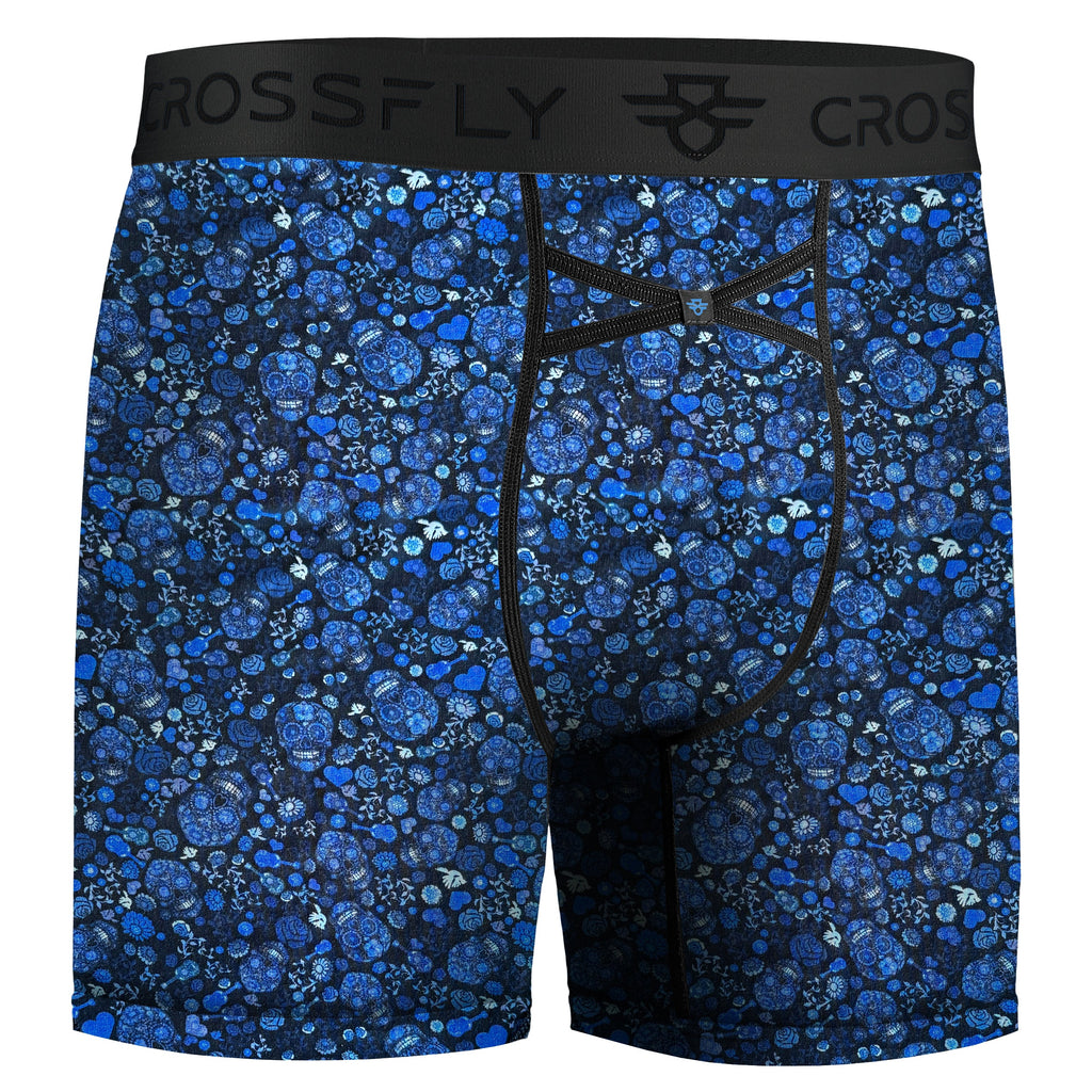 IKON Men's 6" Boxers - Skulls and Heart Blues