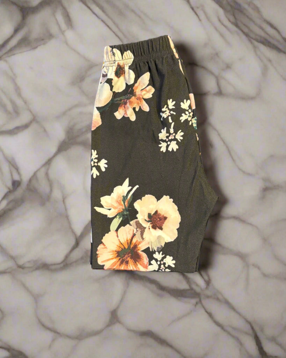 Black floral full length leggings
