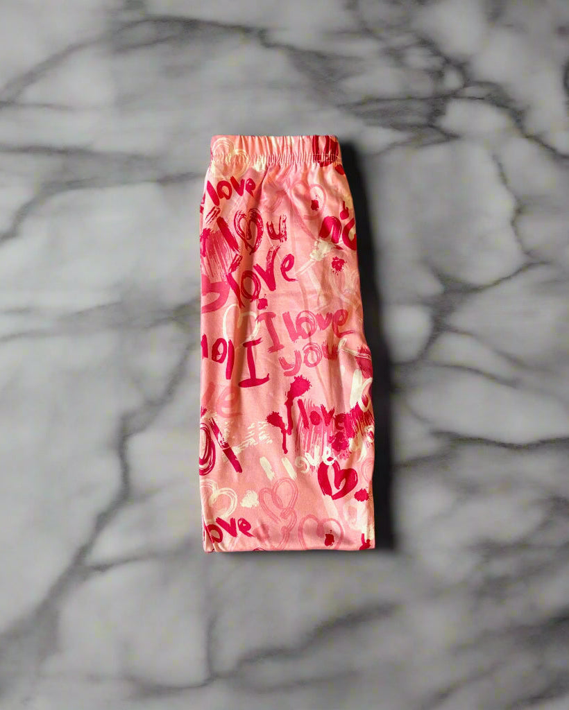 Girls 'I Love You' design full length leggings