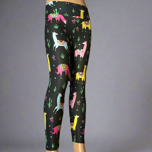 'Leisurely llama' design full length leggings