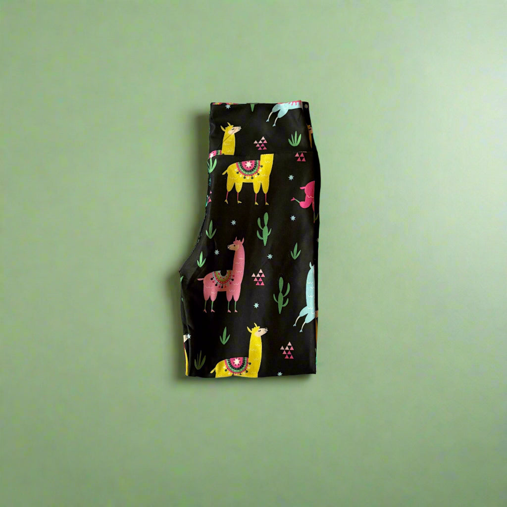 'Leisurely llama' design full length leggings