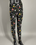 Black flower design soft leggings
