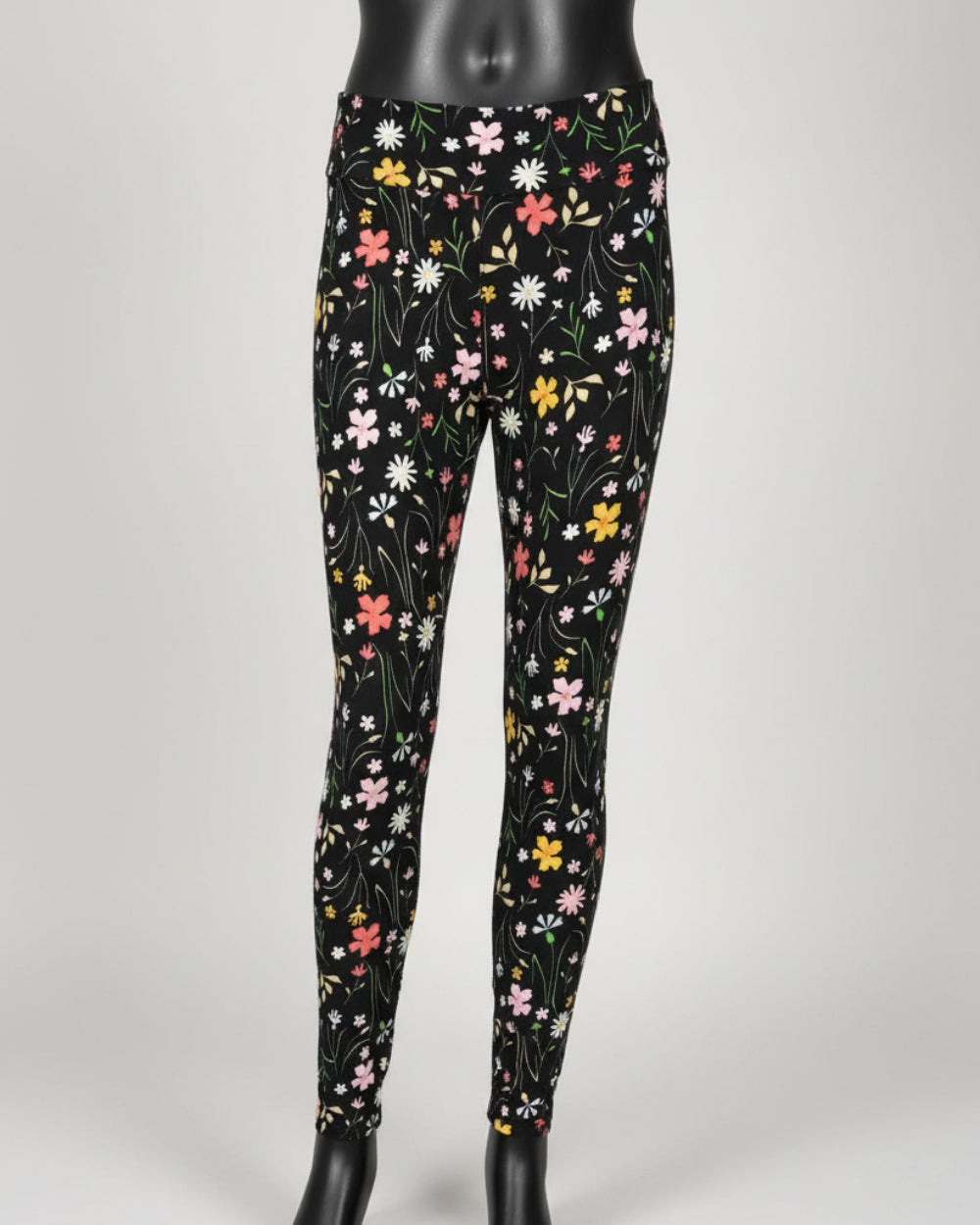 Black flower design soft leggings