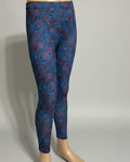 Paisley Blue, full length stretch leggings