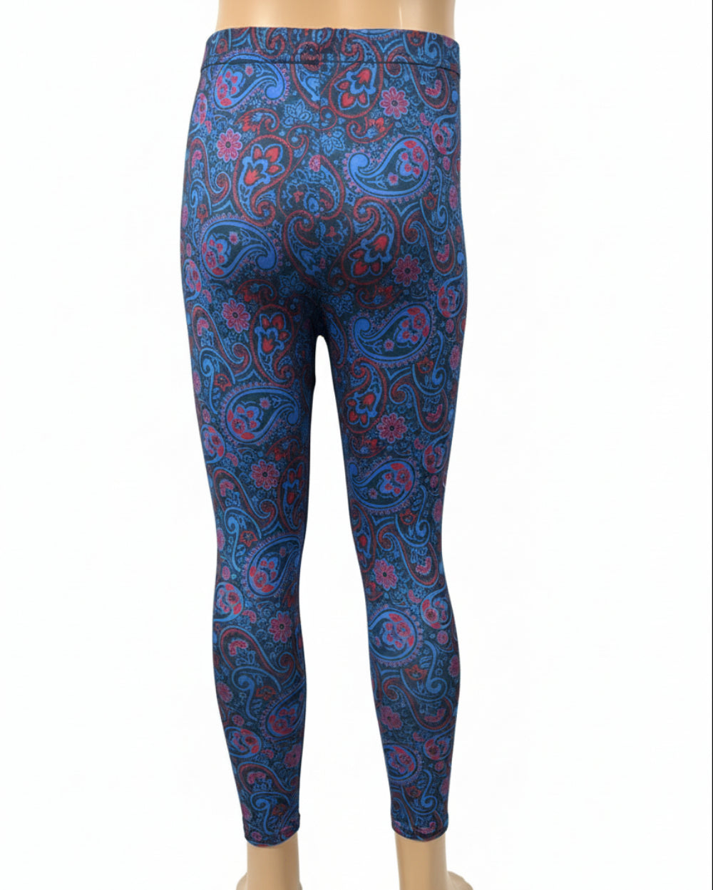 Paisley Blue, full length stretch leggings