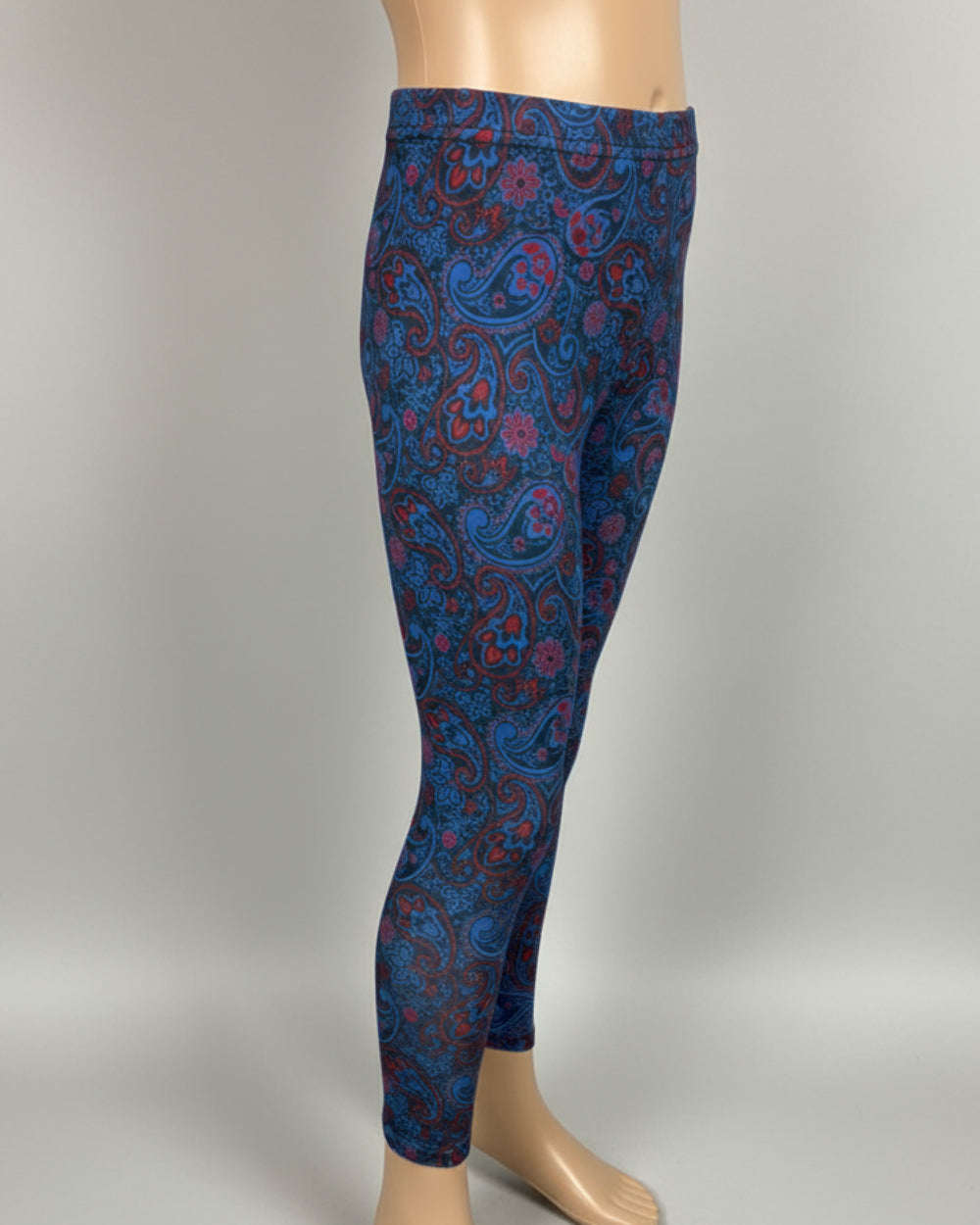 Paisley Blue, full length stretch leggings