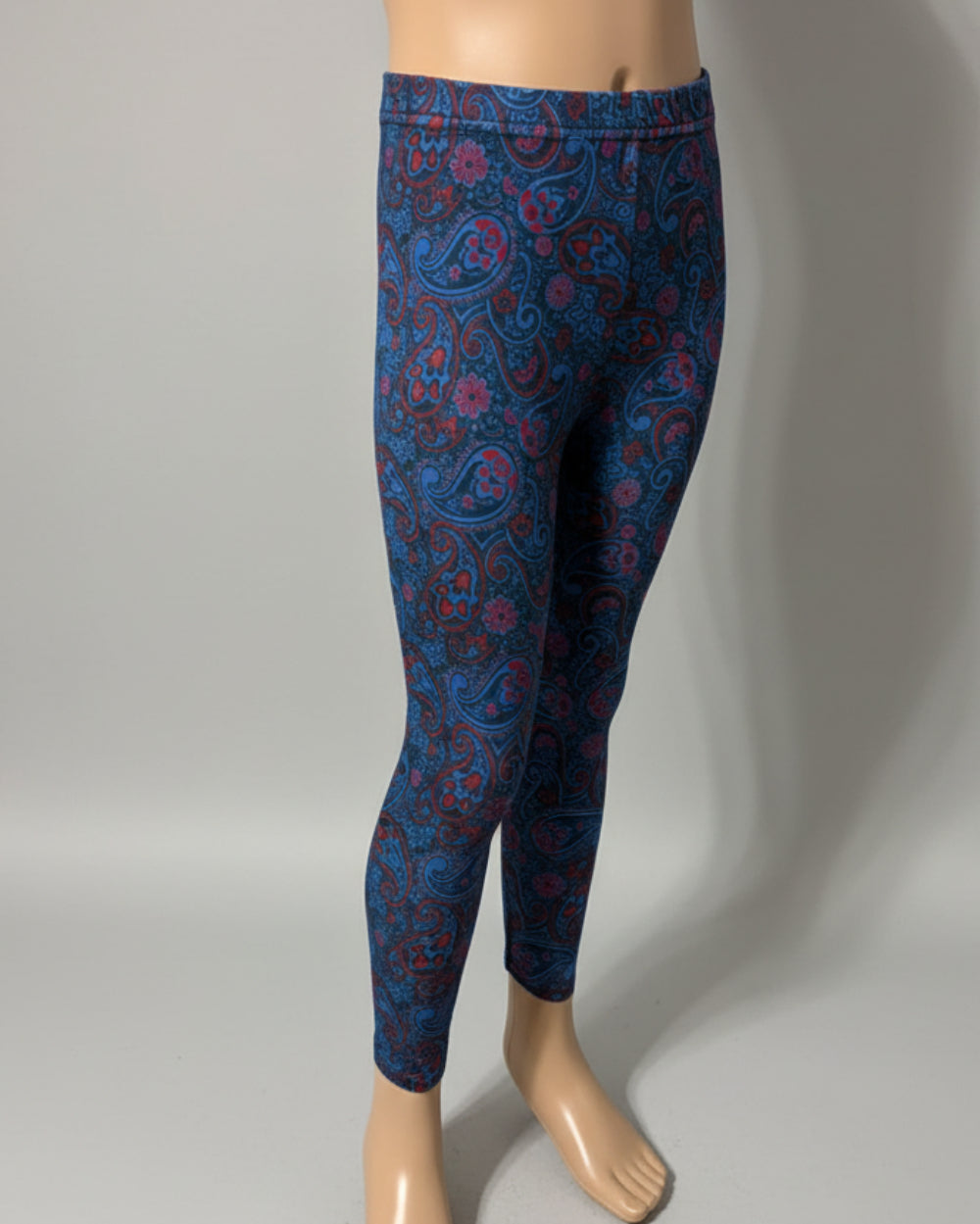 Paisley Blue, full length stretch leggings