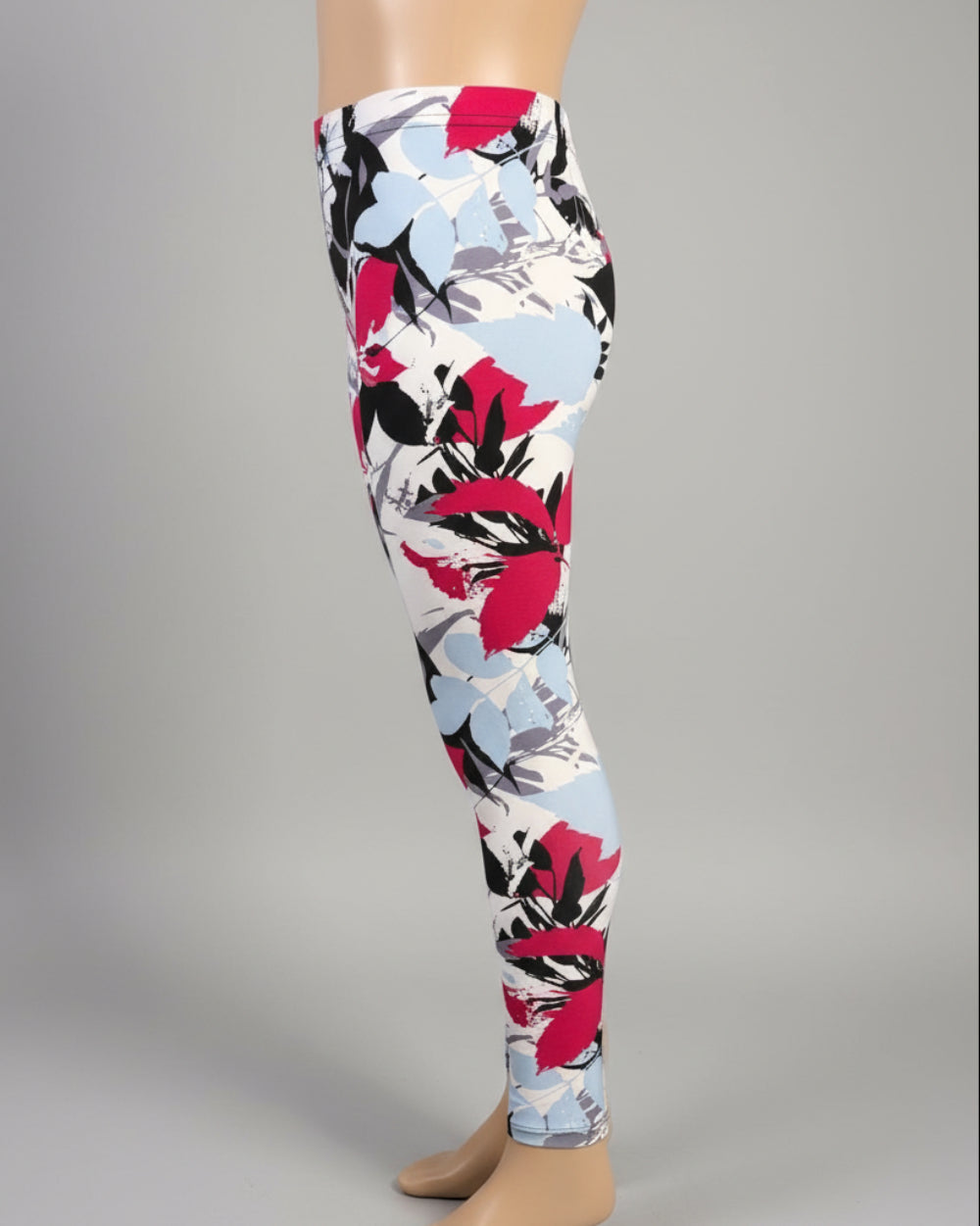 Tropical design full length stretch leggings