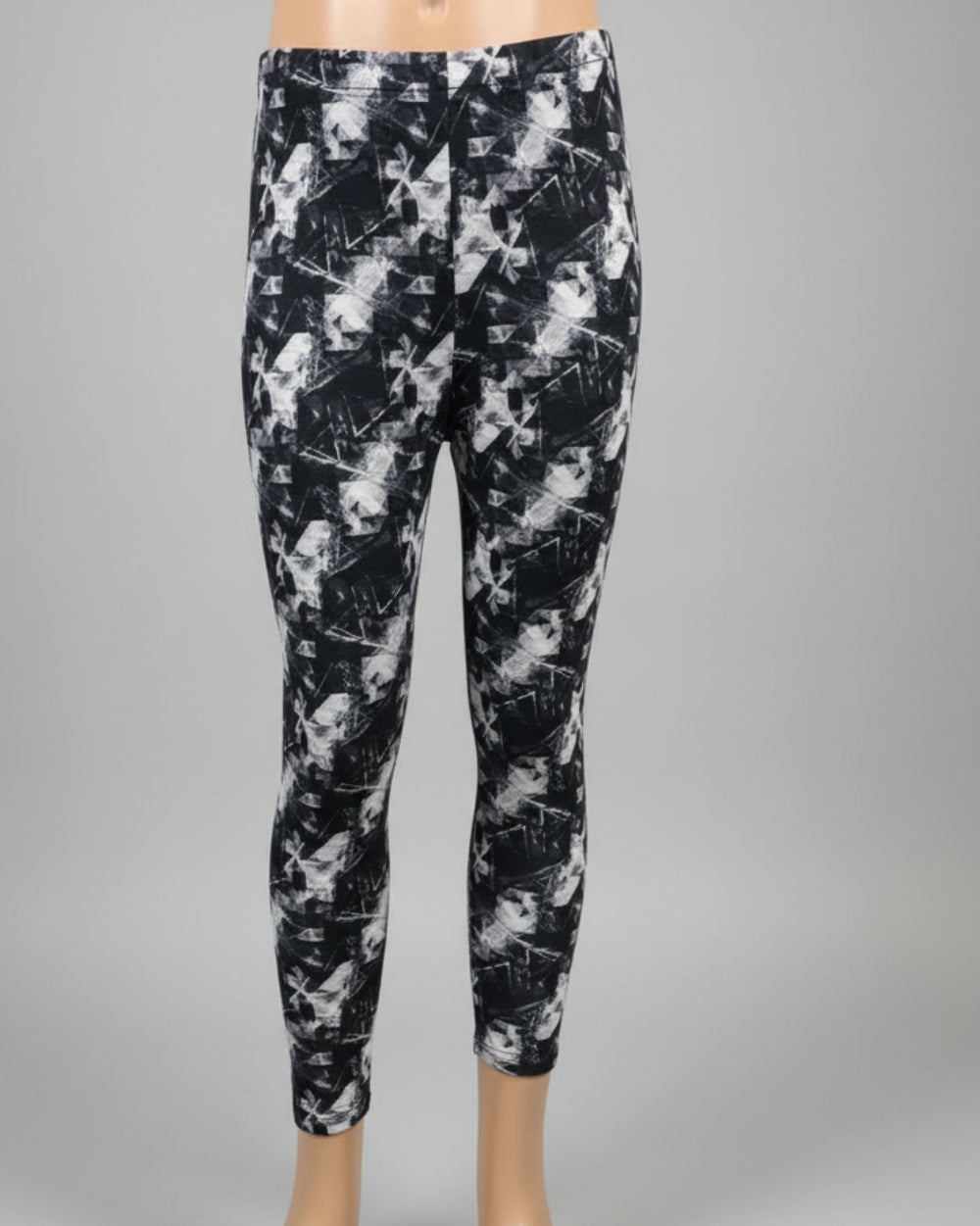 Monochrome diamond design full length stretch leggings