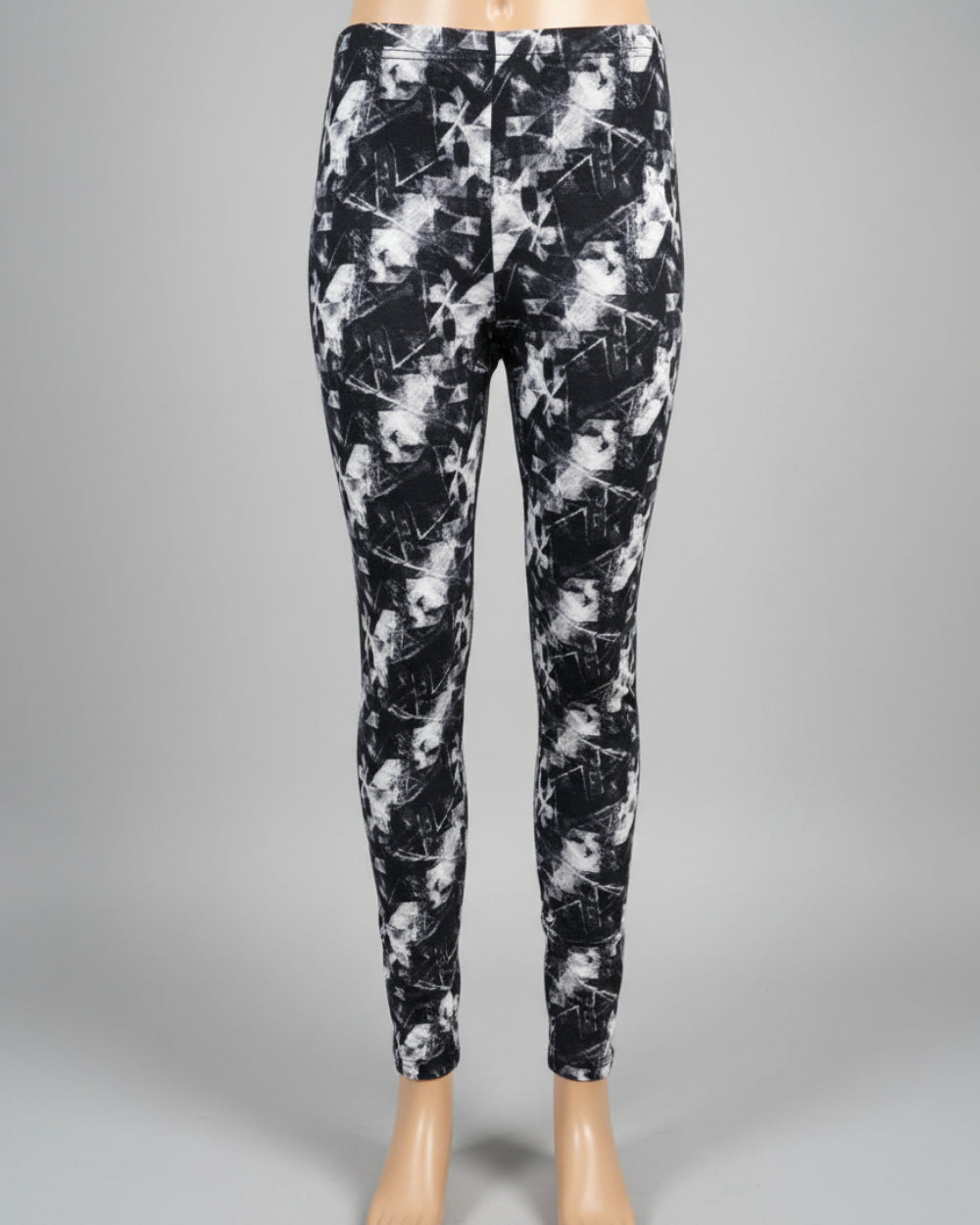 Monochrome diamond design full length stretch leggings