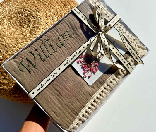 Dusty Pink Personalized Muslin 100% Cotton Blanket