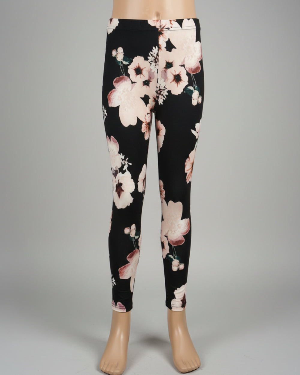 Black floral full length leggings