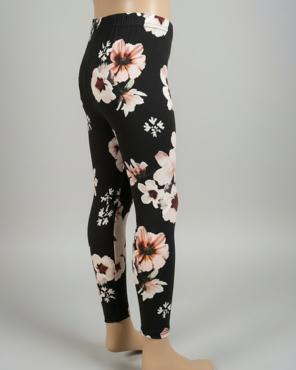 Black floral full length leggings