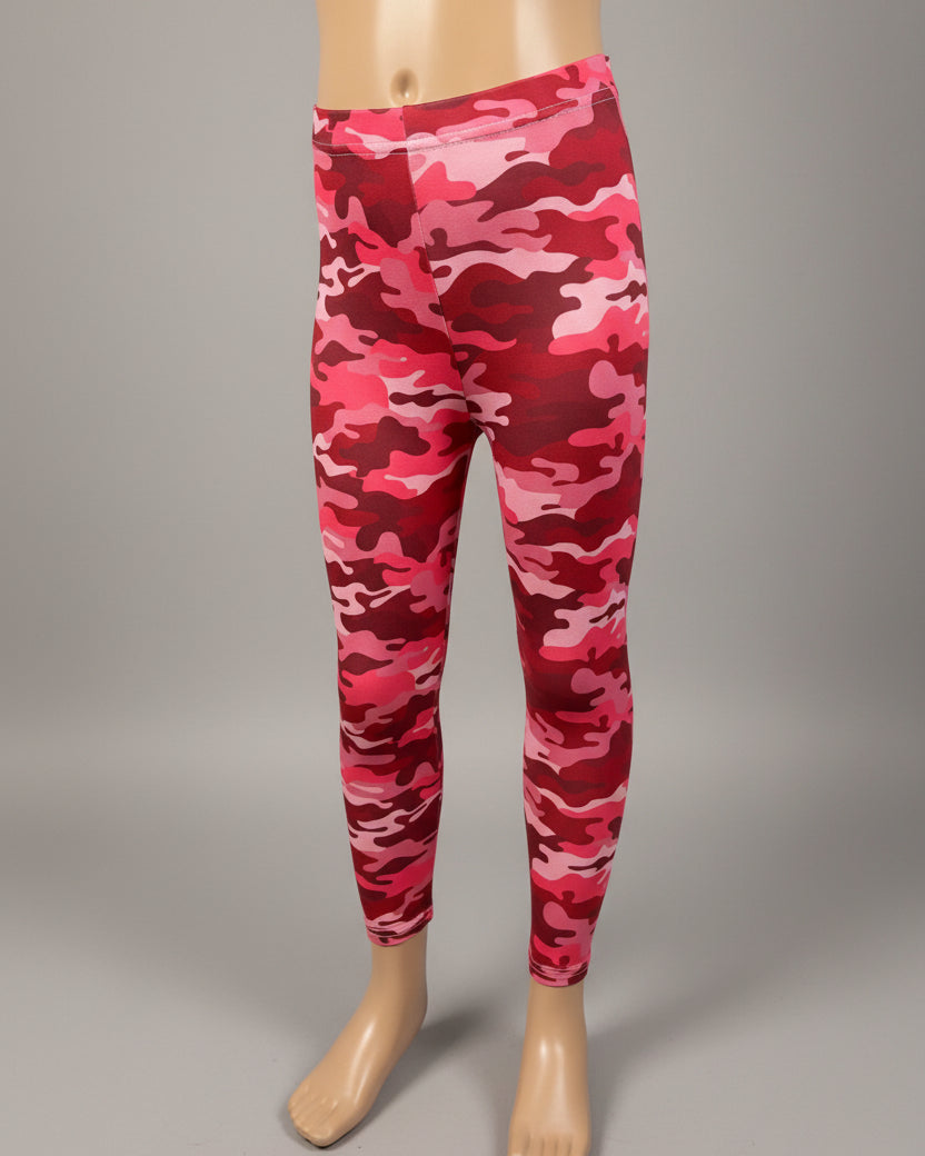 Pink camouflage design full length leggings