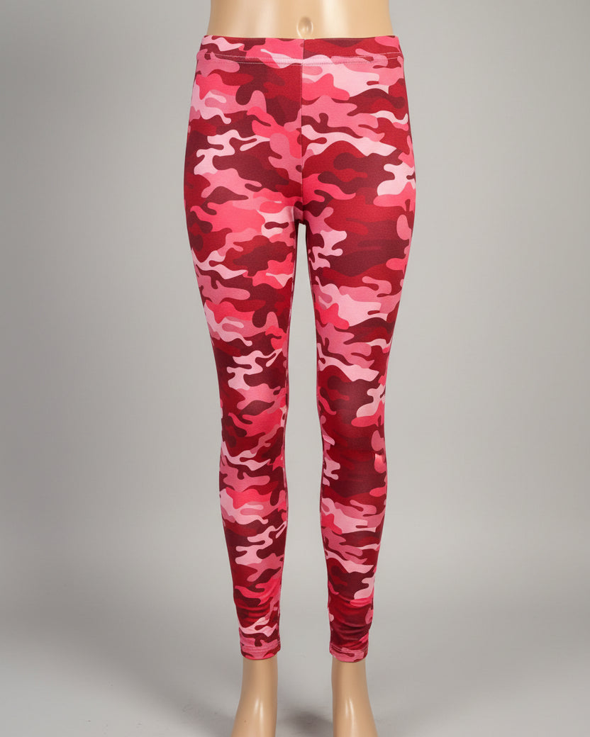 Pink camouflage design full length leggings
