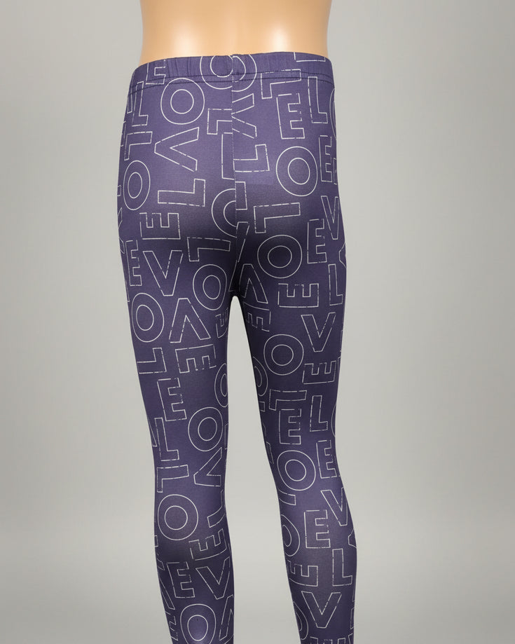 Purple love design full length leggings
