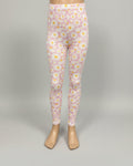 Daisy design pink full length stretch leggings