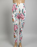 White Garden patterned full length stretch leggings