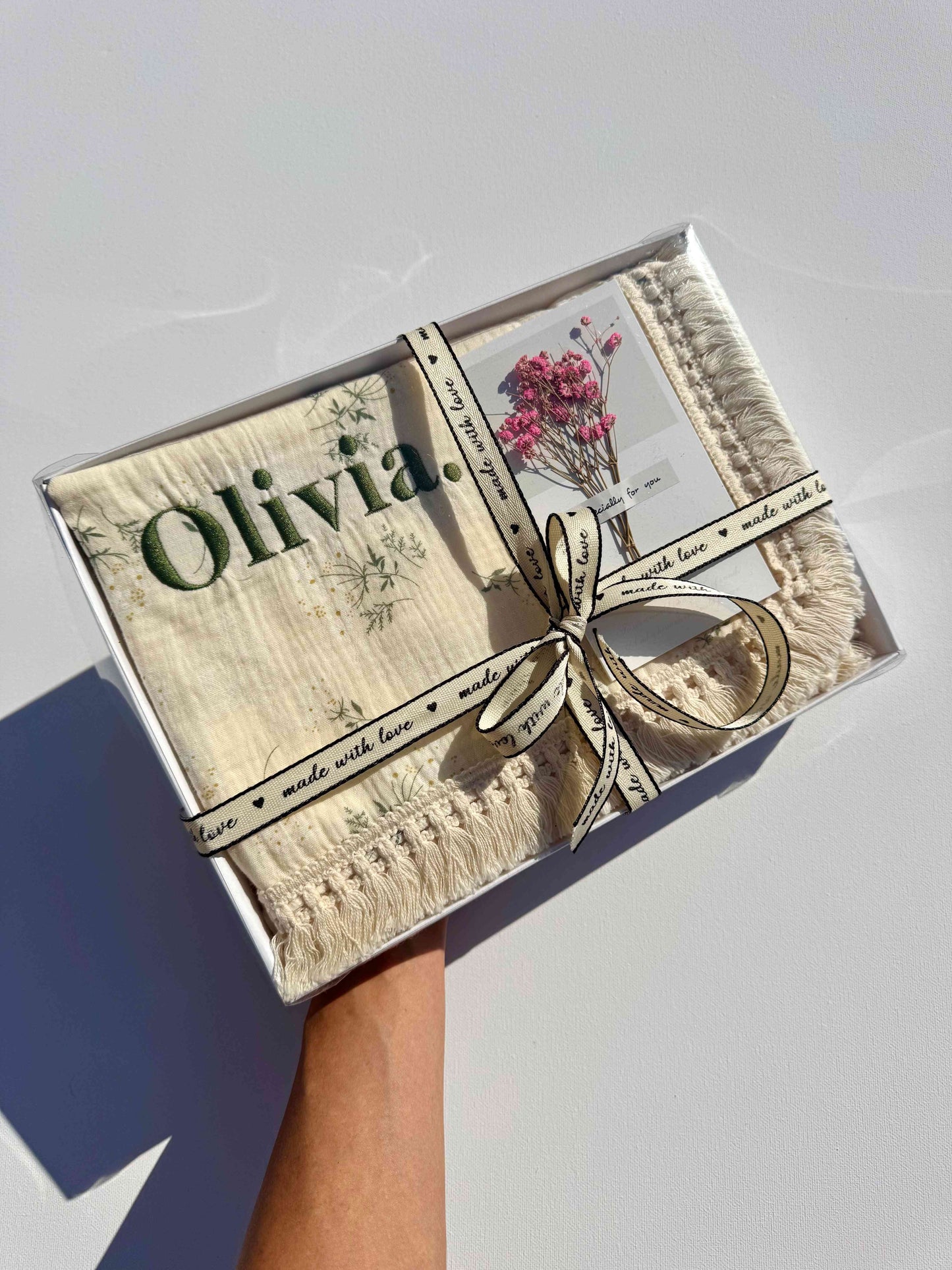 Taupe Personalized Muslin 100% Cotton Blanket